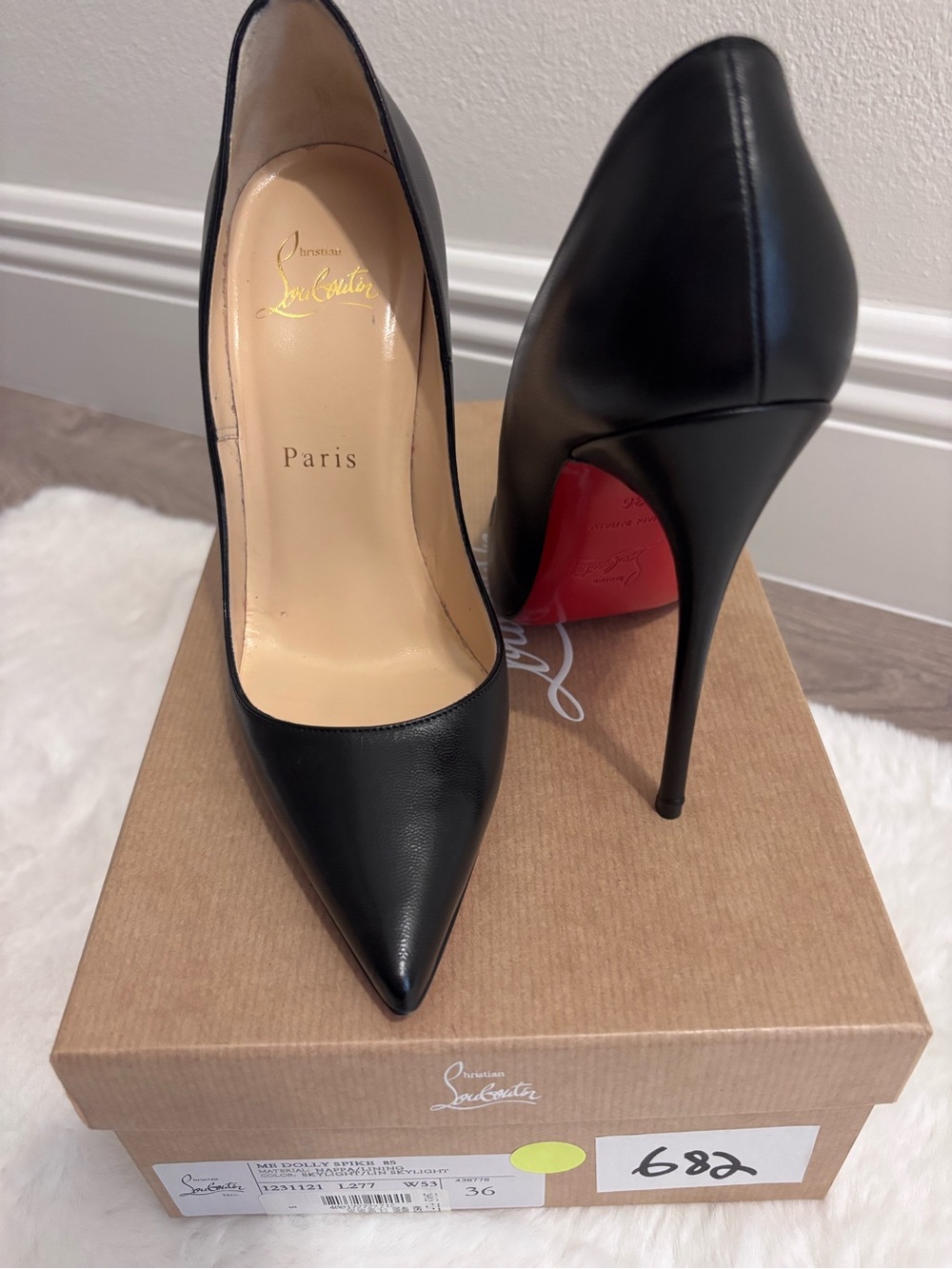 Christian Louboutin Kate Black Leather Pointed-Toe Stiletto Pumps